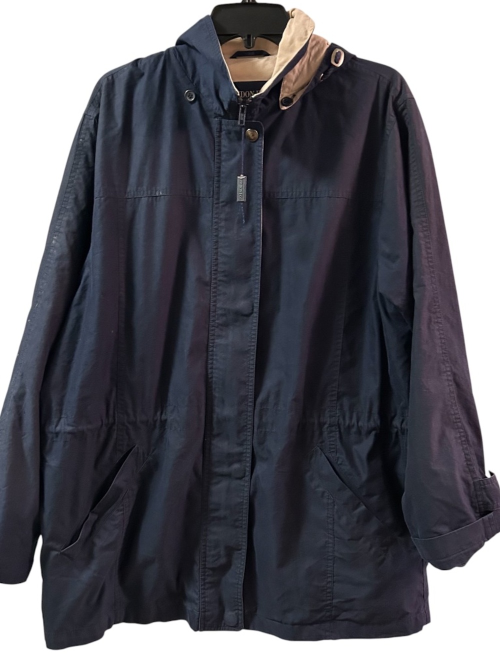 Women's Navy Blue London Fog Mid-Length Fully Lined Rain Coat Size L